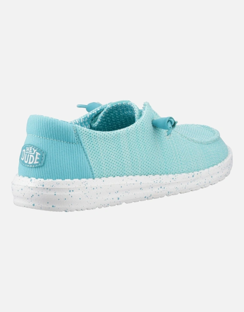 HEYDUDE Wendy Stretch Sox Polyester Blend Women's Ceramic Blue Moccasins Shoes