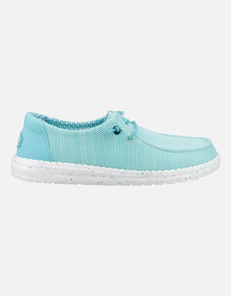 HEYDUDE Wendy Stretch Sox Polyester Blend Women's Ceramic Blue Moccasins Shoes