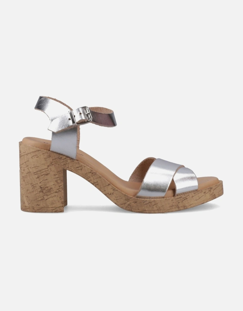 Georgia Cork Leather Women's Silver Sandals