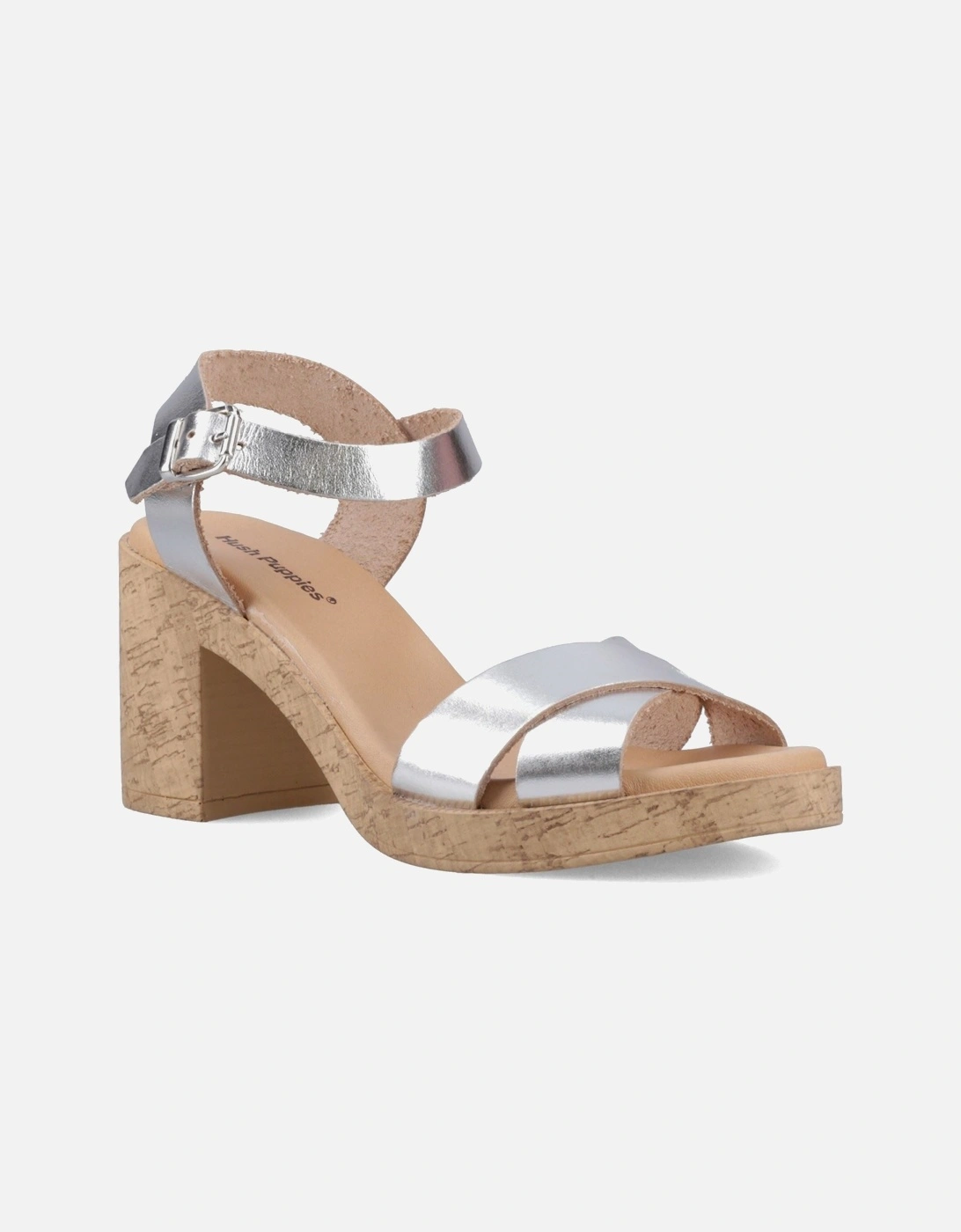 Georgia Cork Leather Women's Silver Sandals, 6 of 5