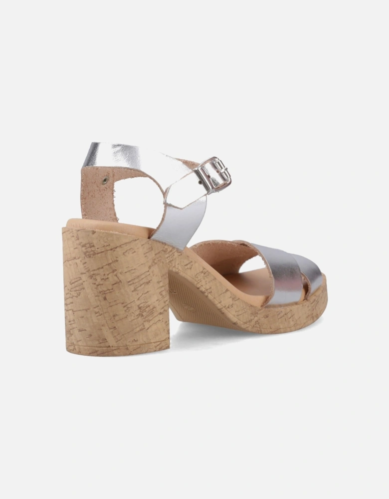 Georgia Cork Leather Women's Silver Sandals