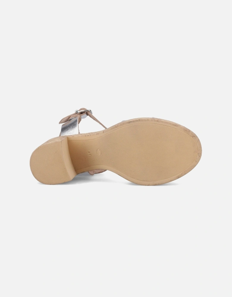 Georgia Cork Leather Women's Silver Sandals