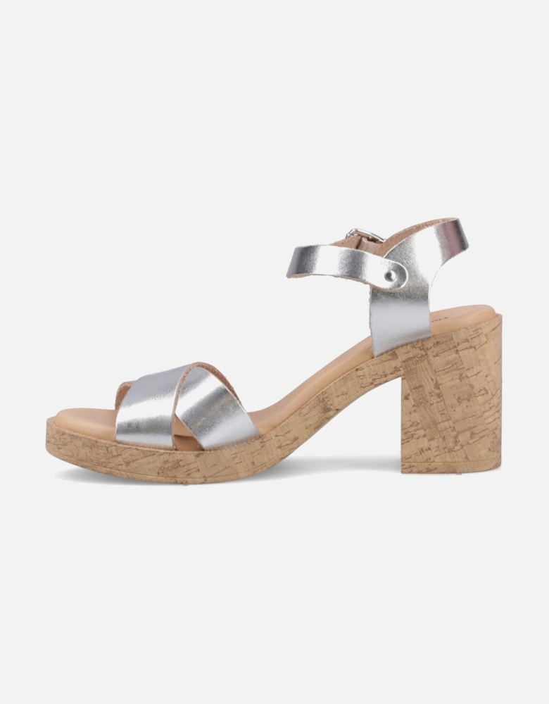 Georgia Cork Leather Women's Silver Sandals