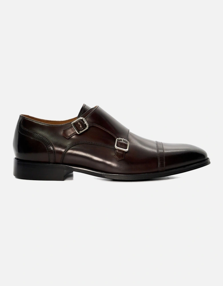 Dune Saloon Leather Men's Brown Double Monk Shoes