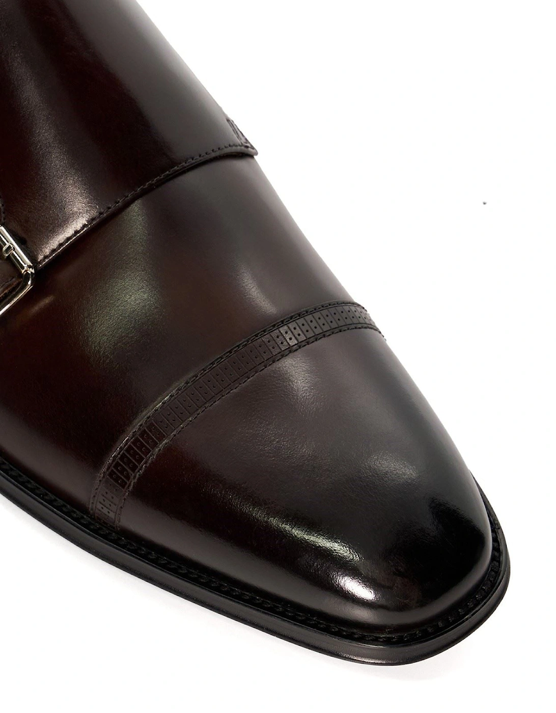 Dune Saloon Leather Men's Brown Double Monk Shoes