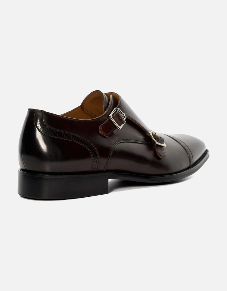 Dune Saloon Leather Men's Brown Double Monk Shoes