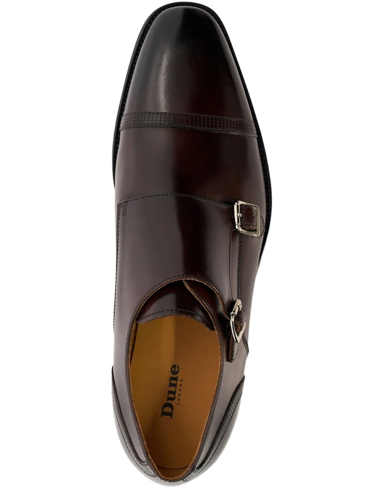 Dune Saloon Leather Men's Brown Double Monk Shoes