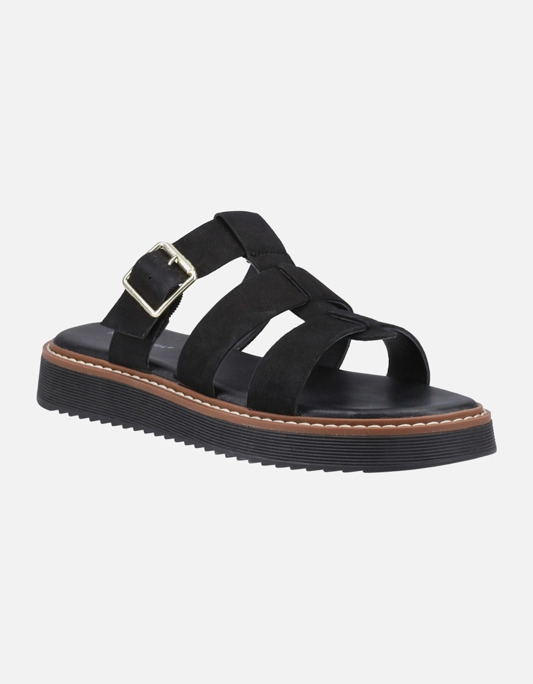 Celeste Slide Leather Women's Black Sandals, 6 of 5