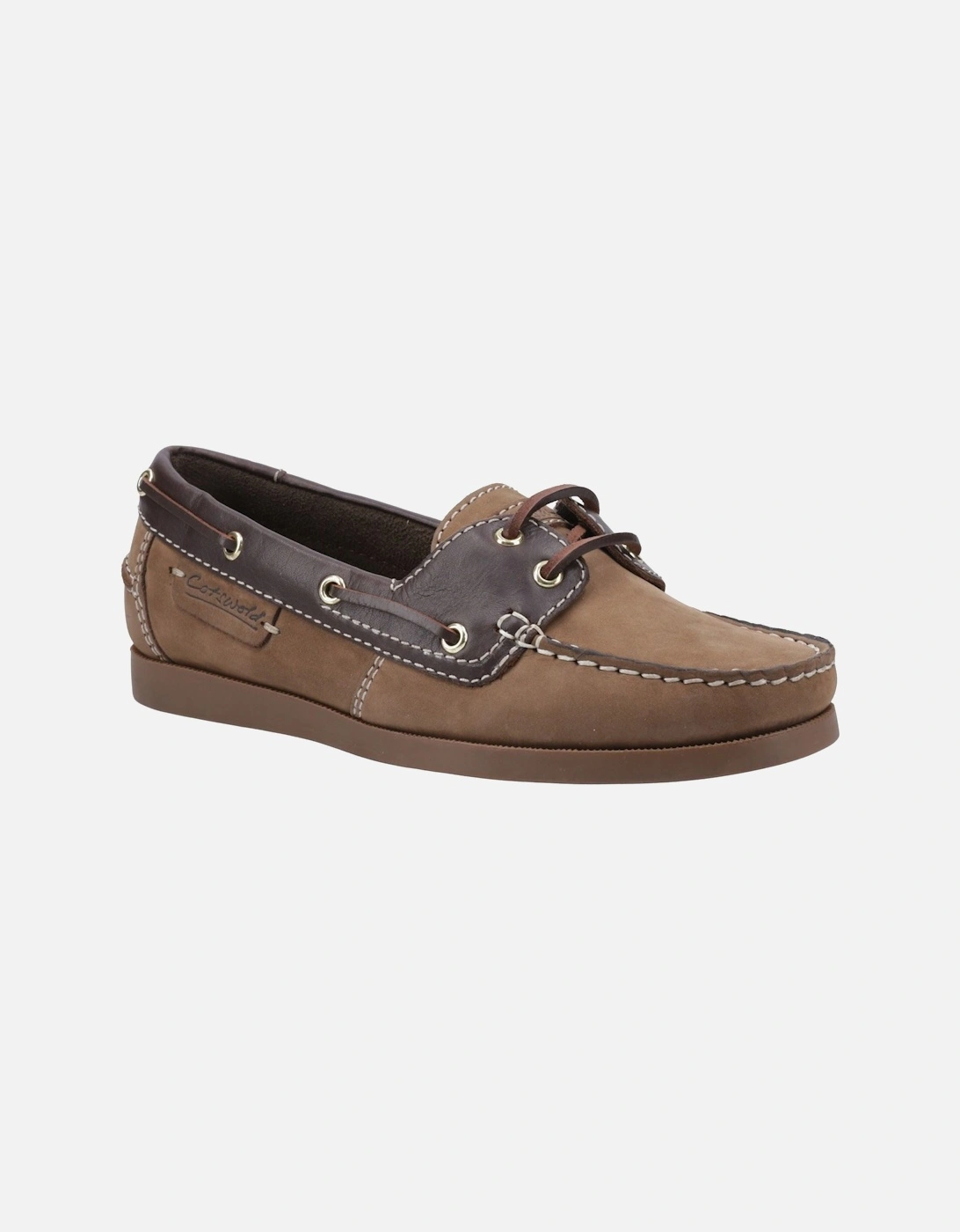 Cotswold Women's Brown Waterlane Leather Taupe/ Boat Shoes - : 5 Size 5