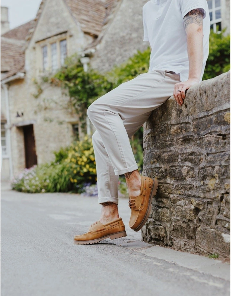 Inglecote Leather Men's Camel Boat Shoes