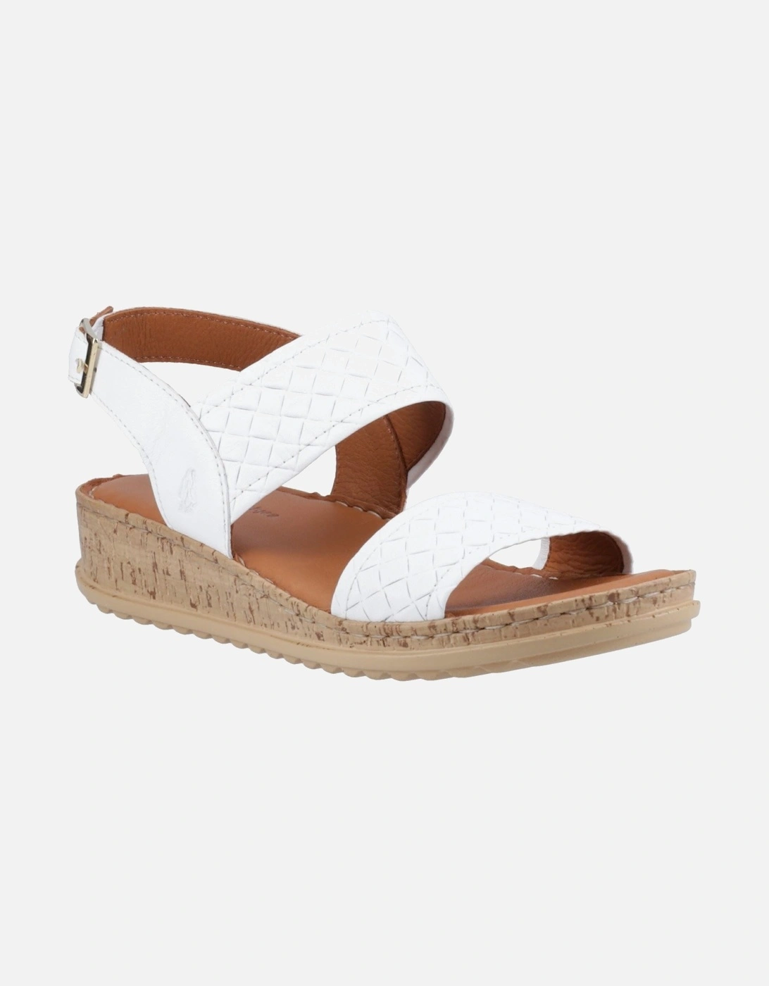 Hush Puppies Women's White Ebony Wide Fit Leather Sandals - Size 4