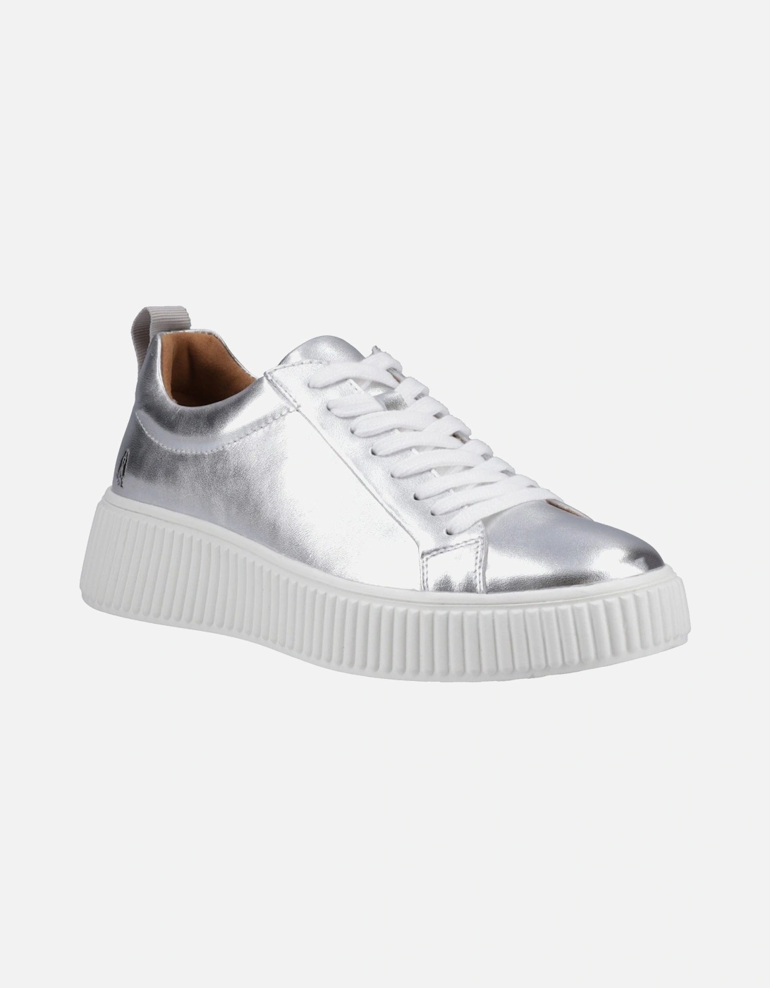 Hush Puppies Harlow Women's Leather Trainers in Silver, UK Size 6