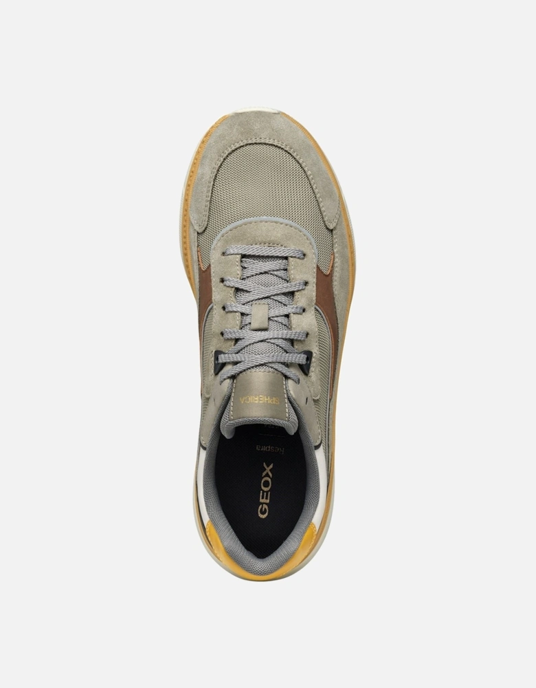 U SPHERICA ACTIF X1 Polyester Blend Men's Sage/Brown Trainers
