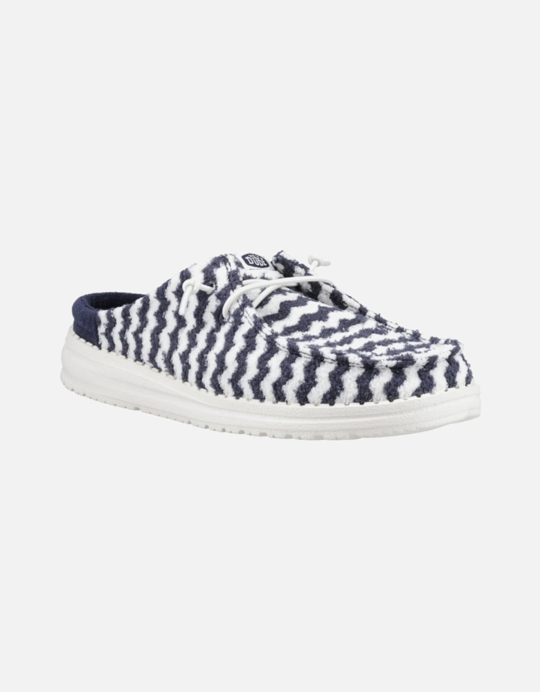 HEYDUDE Wendy Slip Terry Stripe Polyester Women's Navy Blazer/Egret Mules