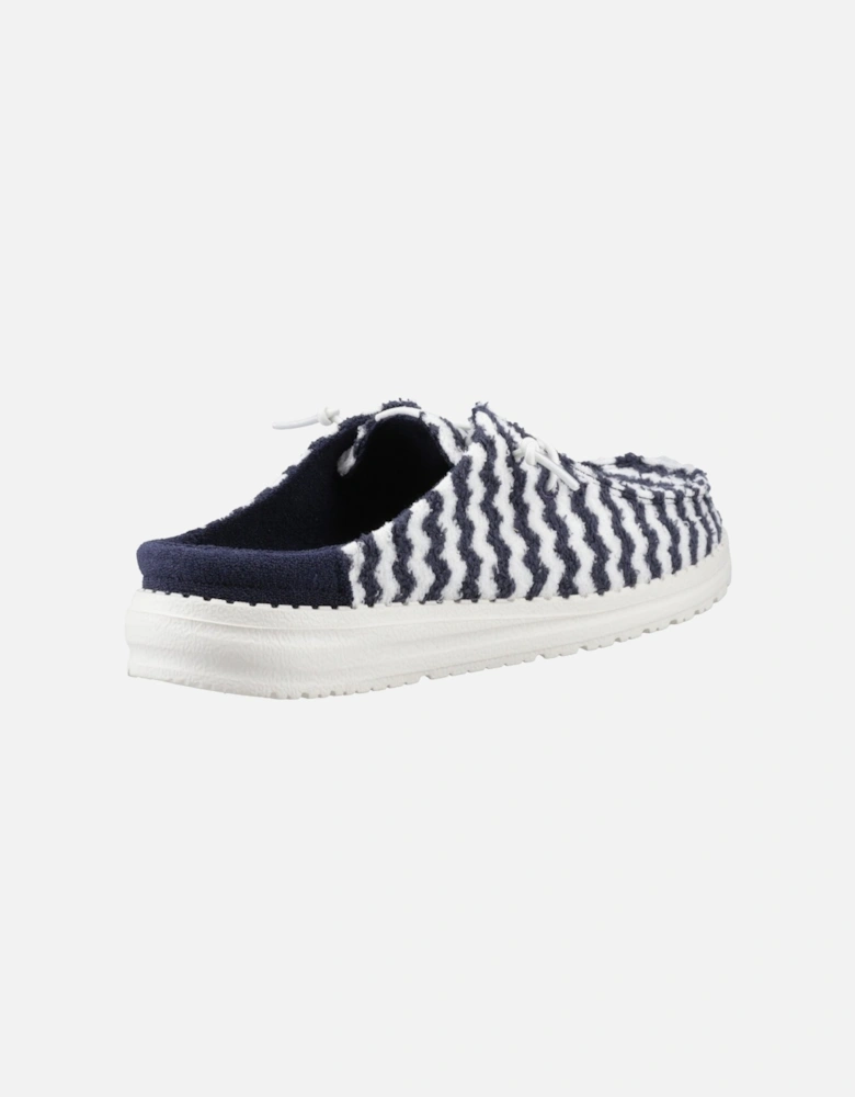HEYDUDE Wendy Slip Terry Stripe Polyester Women's Navy Blazer/Egret Mules