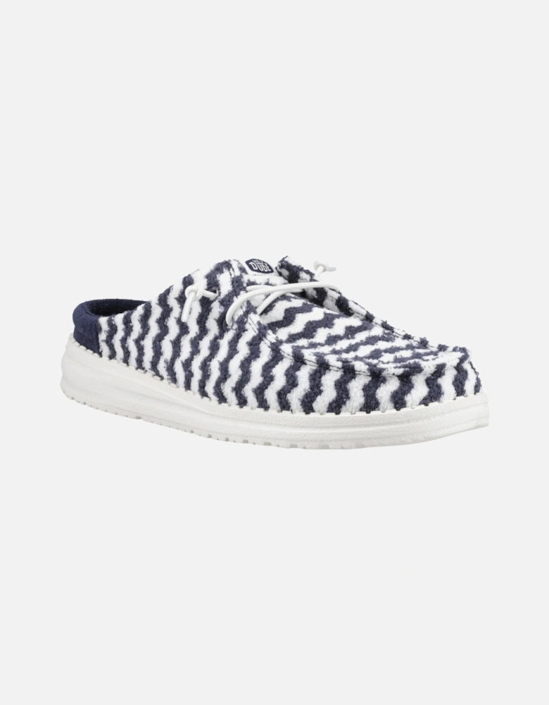 HEYDUDE Wendy Slip Terry Stripe Polyester Women's Navy Blazer/Egret Mules