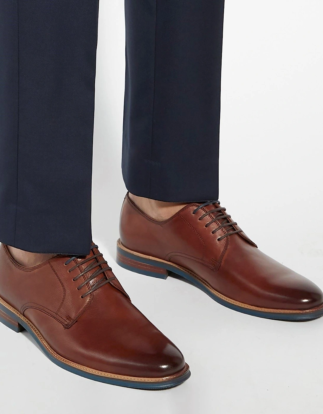 Dune Stanley Leather Men's Tan Lace-Up Shoes