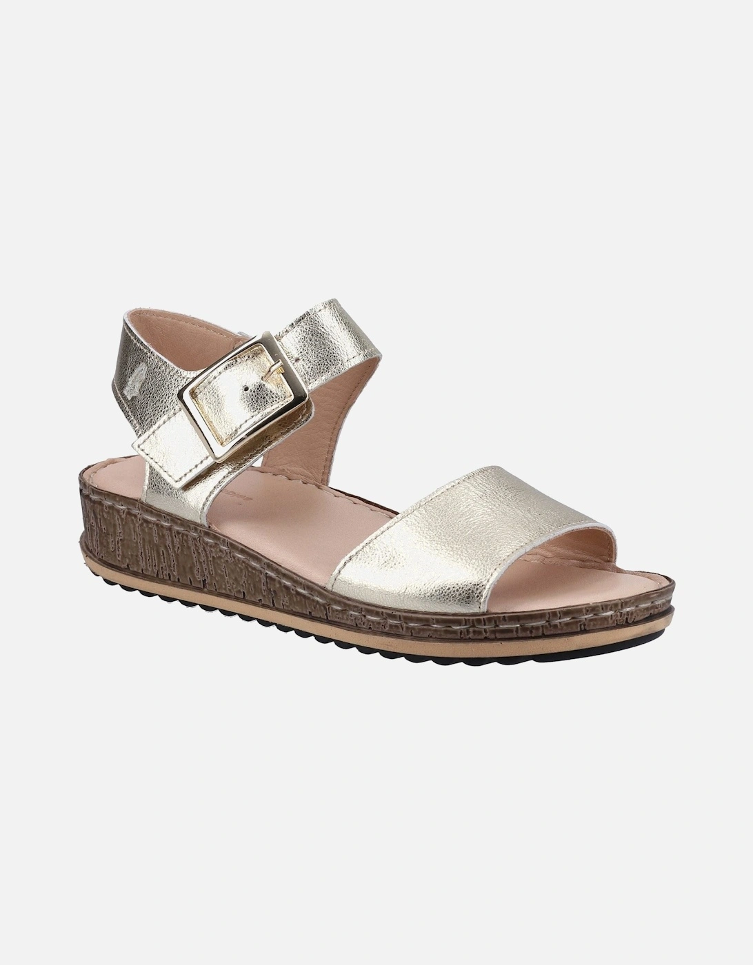 Ellie Leather Women's Gold Sandals, 5 of 4