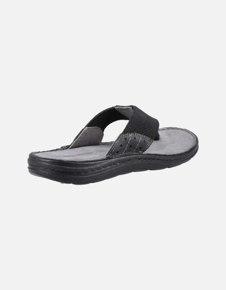 Alan Toepost Leather Men's Black Flip Flops