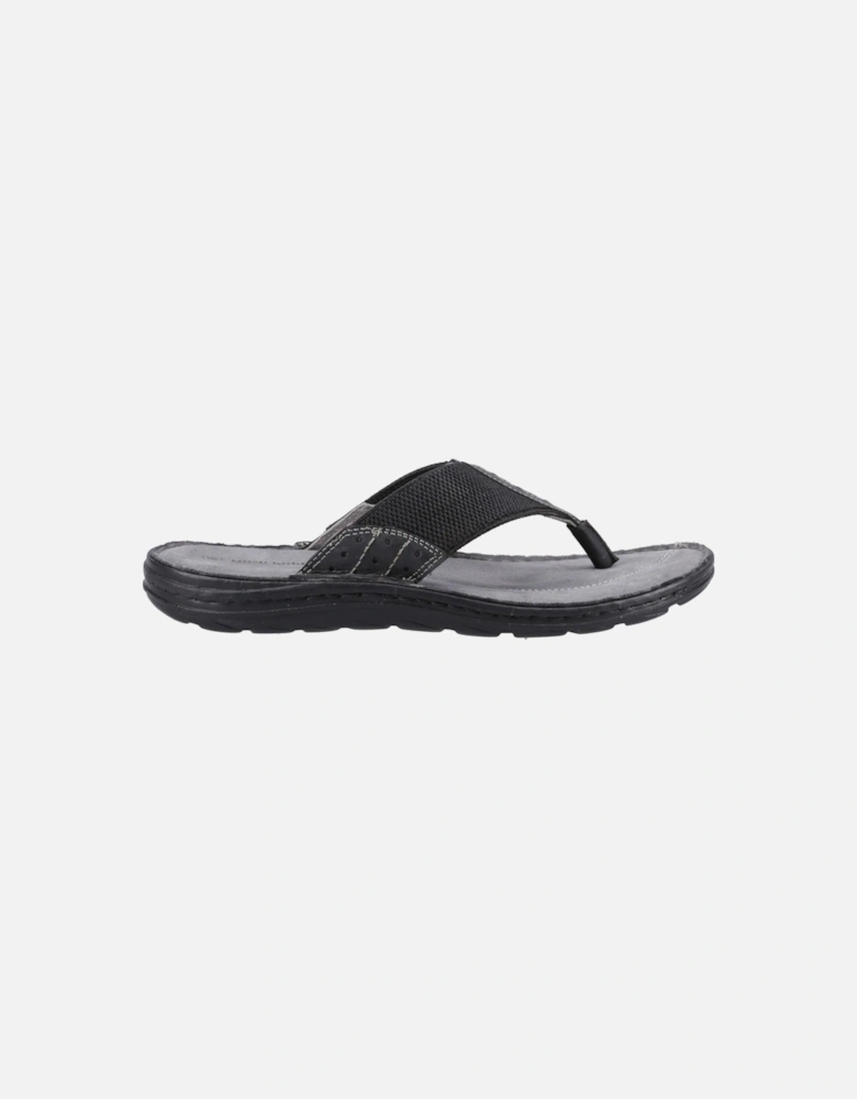 Alan Toepost Leather Men's Black Flip Flops