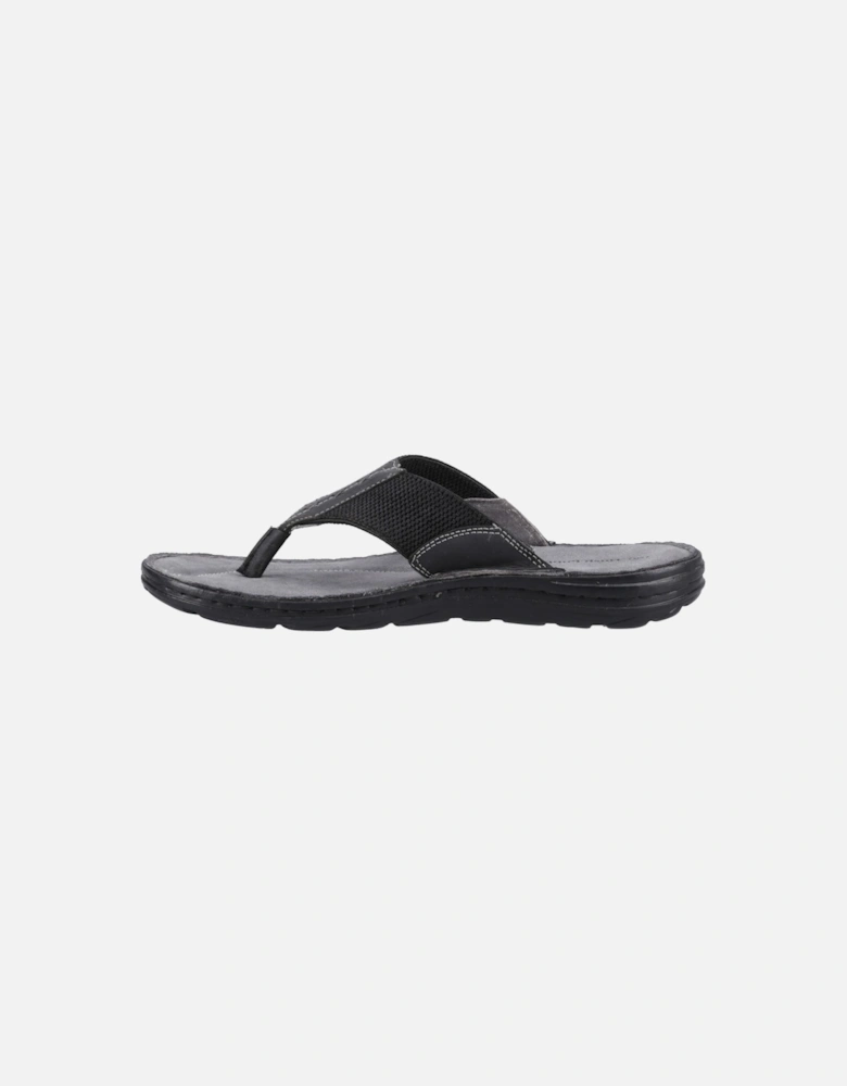 Alan Toepost Leather Men's Black Flip Flops