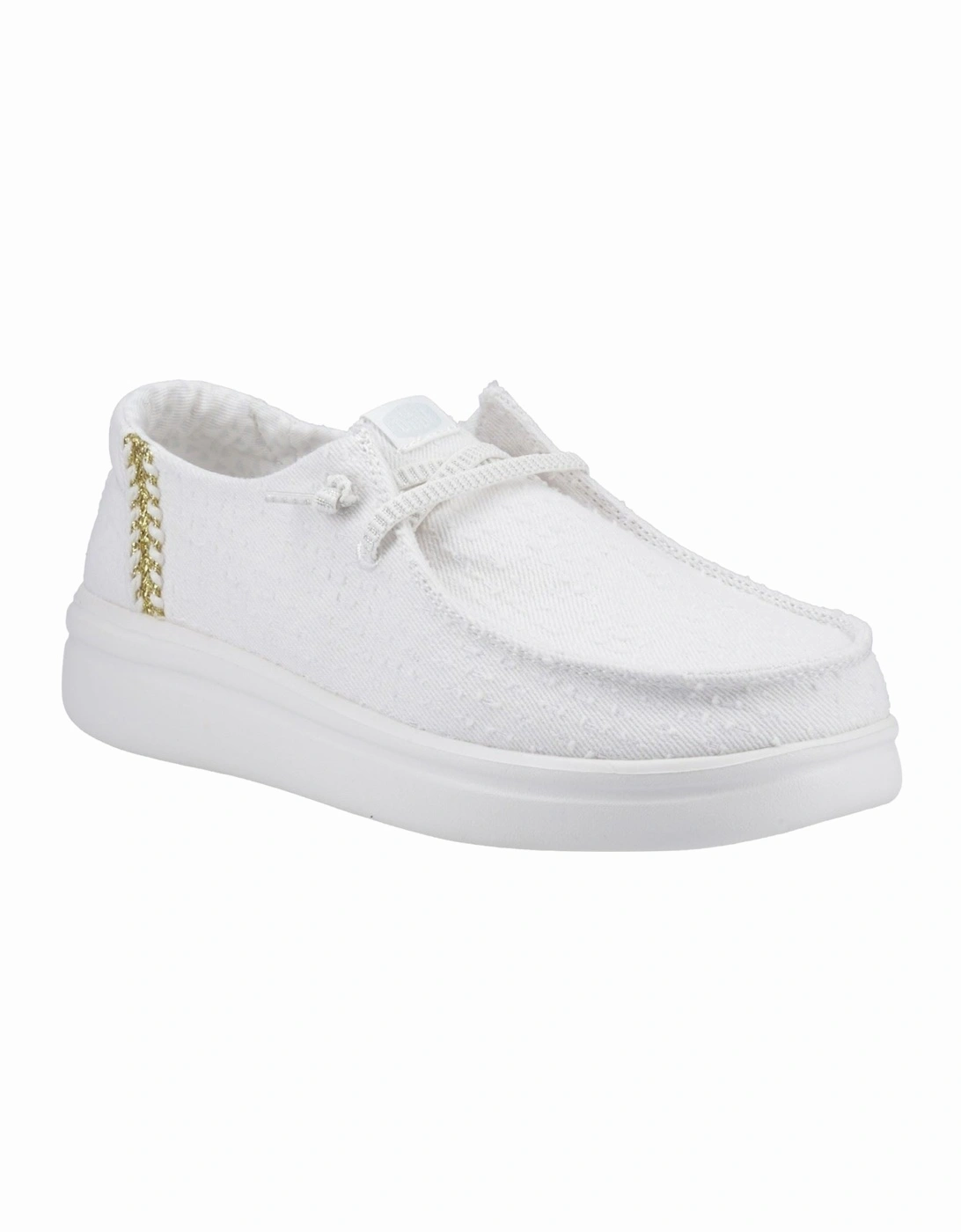 HEYDUDE Wendy Rise Perf Canvas Polyester Blend Women's White Moccasins Shoes