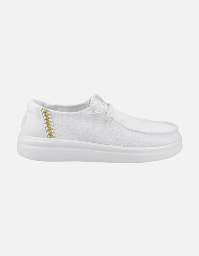 HEYDUDE Wendy Rise Perf Canvas Polyester Blend Women's White Moccasins Shoes