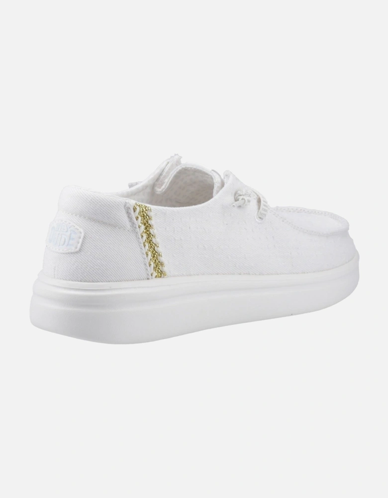 HEYDUDE Wendy Rise Perf Canvas Polyester Blend Women's White Moccasins Shoes