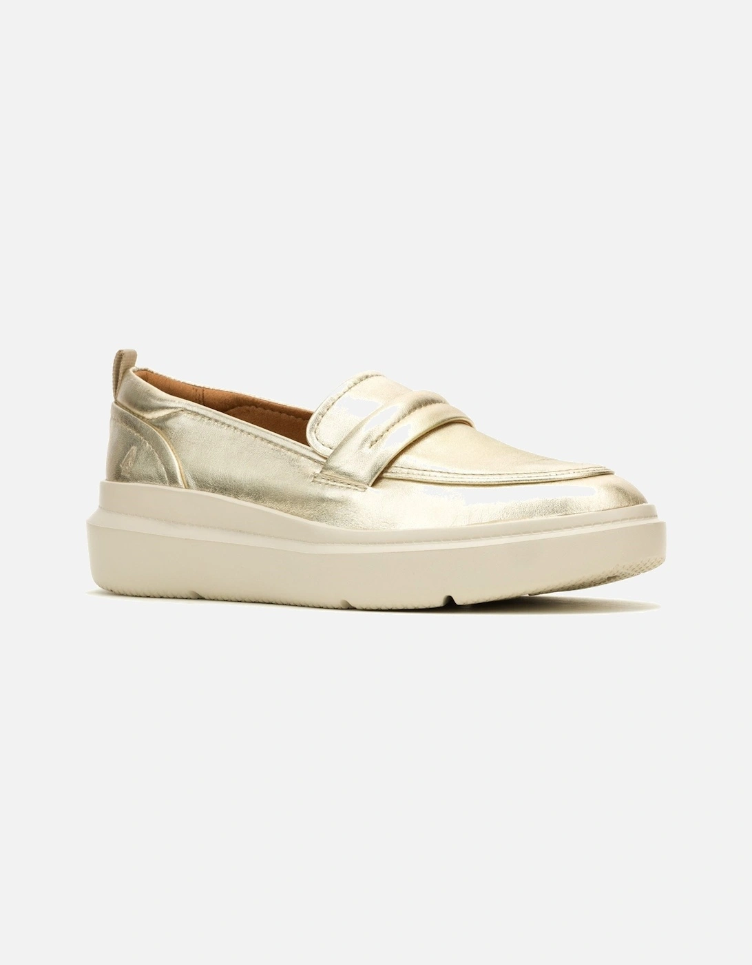 Hush Puppies Women's Hush Puppies Joy Penny Leather Women's Champagne Loafers - Cream