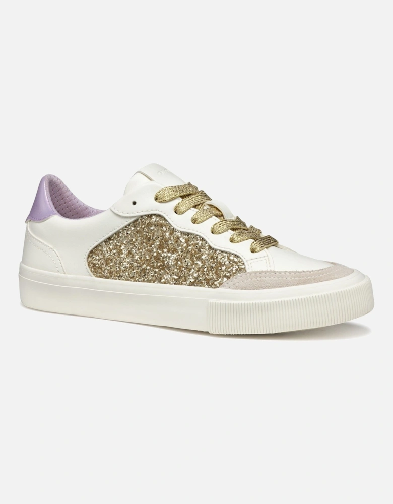 D EMMELENY Women's Optic White/Light Gold Trainers