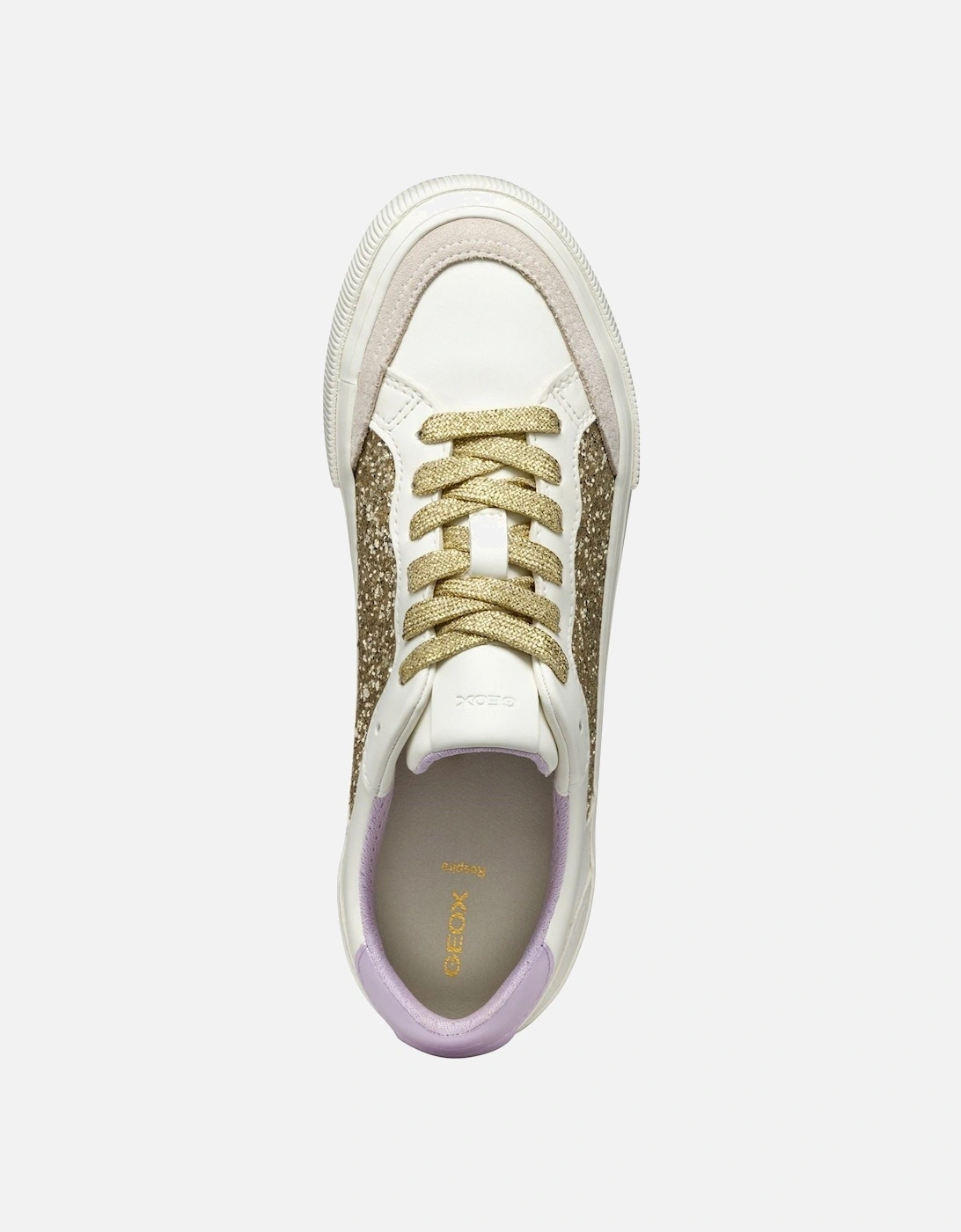 D EMMELENY Women's Optic White/Light Gold Trainers