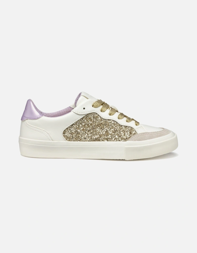 D EMMELENY Women's Optic White/Light Gold Trainers