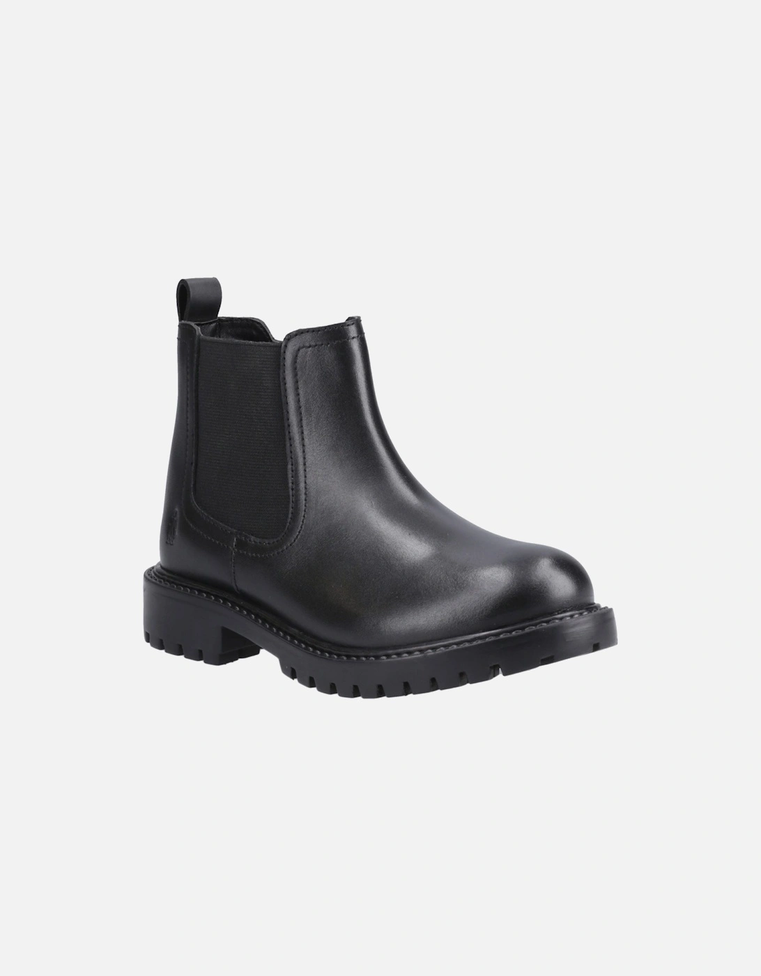 Hush Puppies Girls Black  Ariella Chelsea Leather Junior Boots - Size UK 11 / Eu 30 / Us 12 Kids