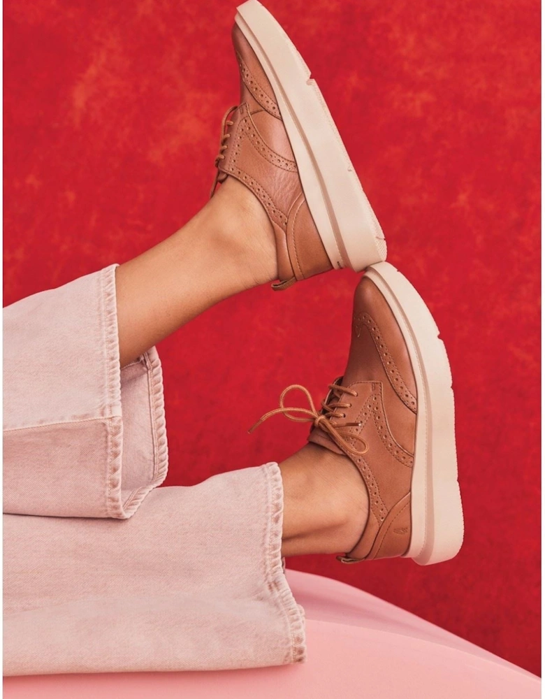 Joy Leather Women's Tan Brogues Shoes