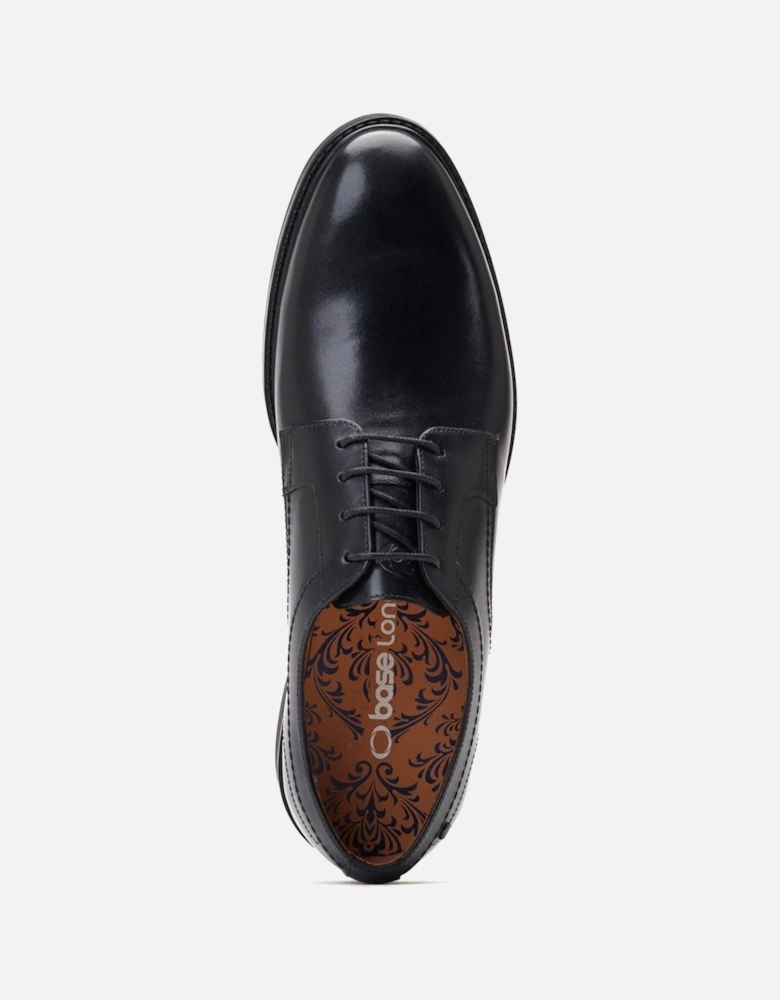 London Drake Waxy Leather Men's Black Derby Shoes