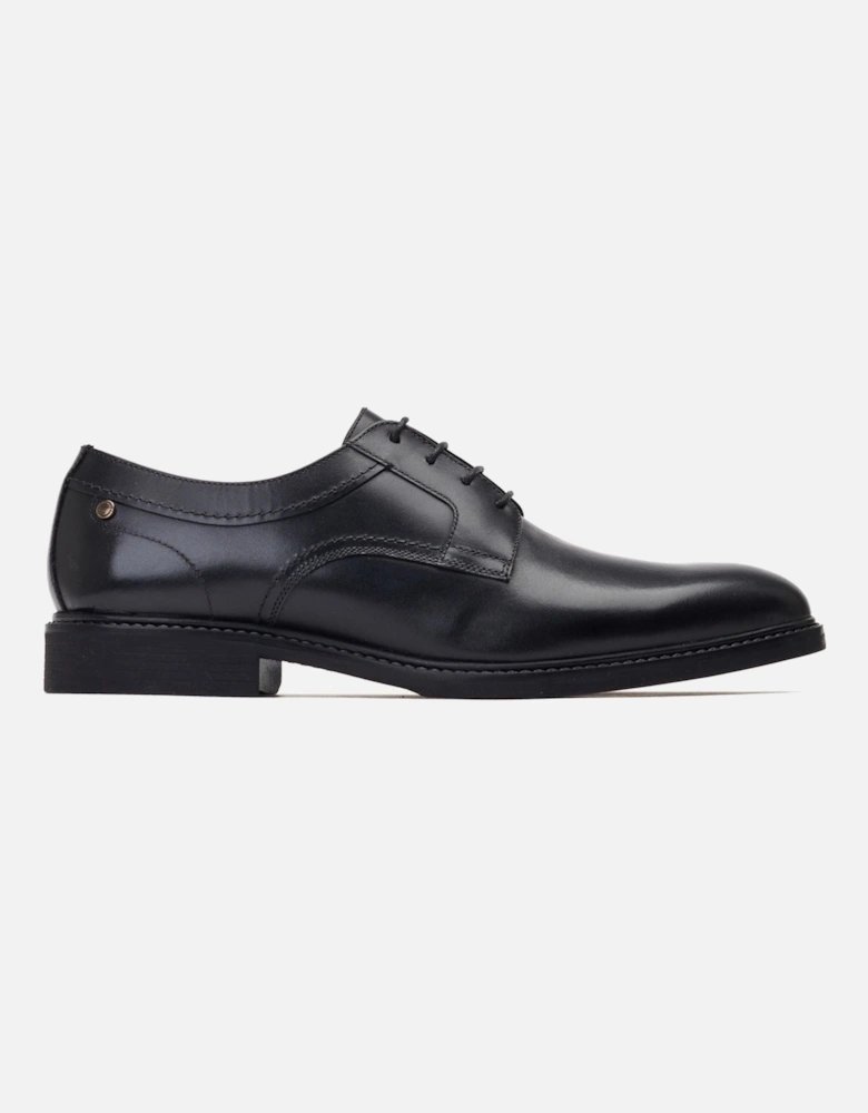 London Drake Waxy Leather Men's Black Derby Shoes