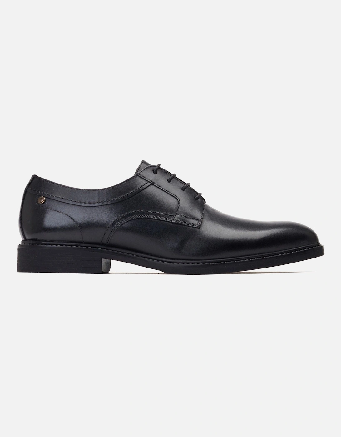 London Drake Waxy Leather Men's Black Derby Shoes