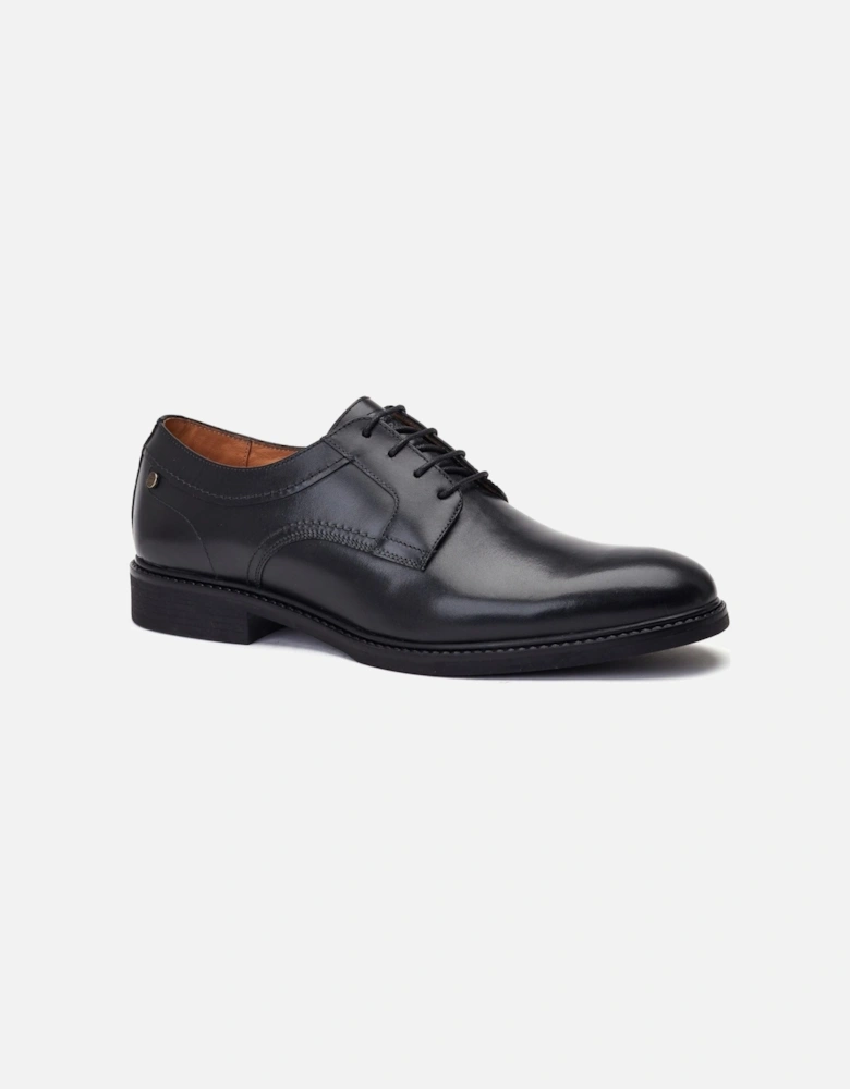 London Drake Waxy Leather Men's Black Derby Shoes