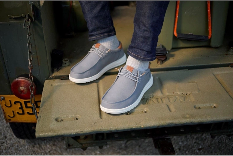 HEYDUDE Paul Canvas Cotton Men's Monument Grey Moccasins Shoes