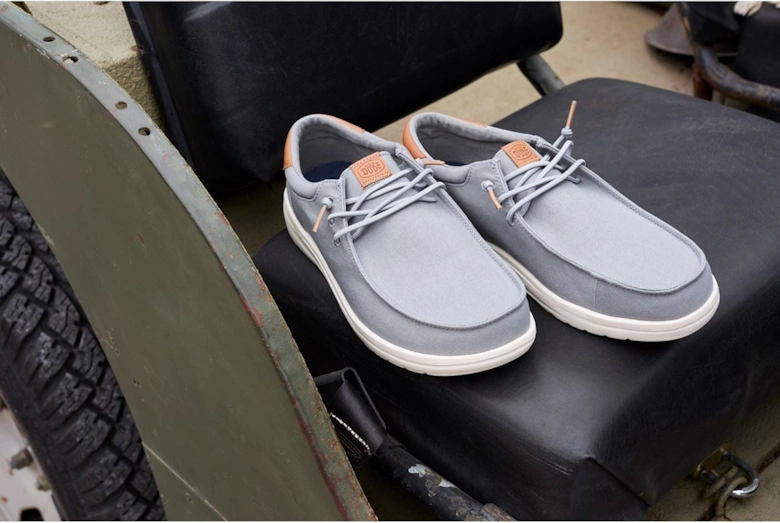 HEYDUDE Paul Canvas Cotton Men's Monument Grey Moccasins Shoes