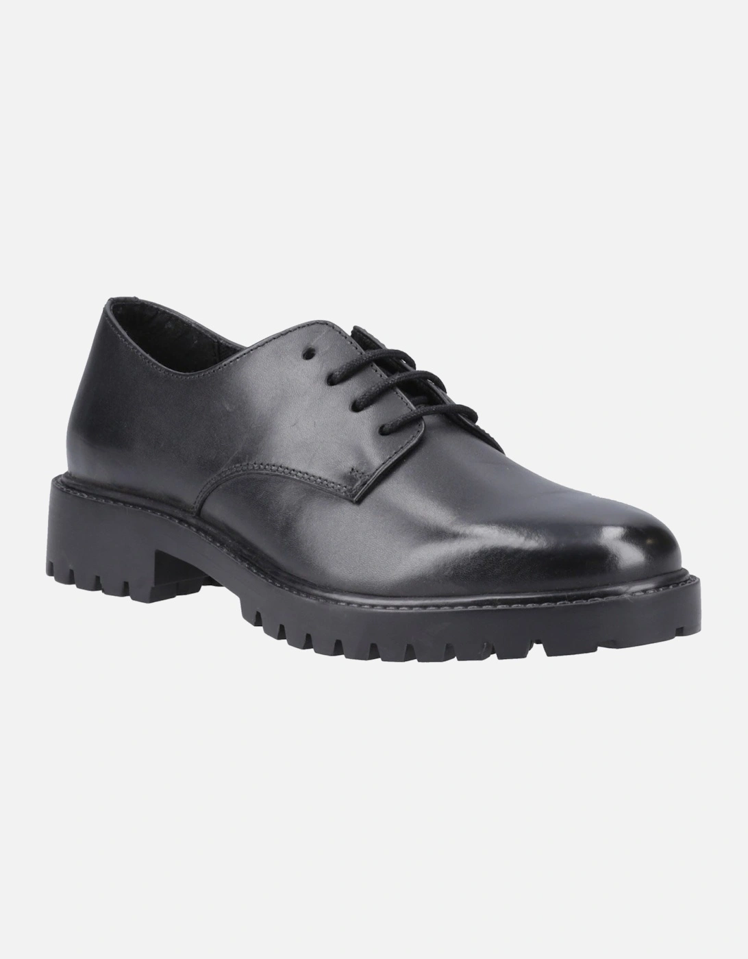 Aubrey Lace Up Snr Leather Girls's Black Derby Shoes, 6 of 5