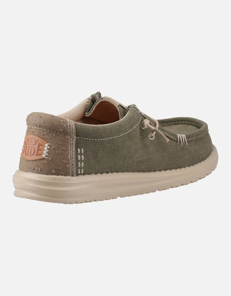HEYDUDE Wally Workwear Polyester Blend Men's Dusky Green/Irish Cream Moccasins Shoes