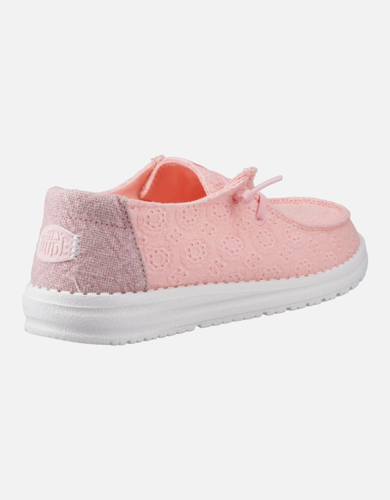 HEYDUDE Wendy Eyelet Lace Cotton Blend Women's Pale Pink Moccasins Shoes