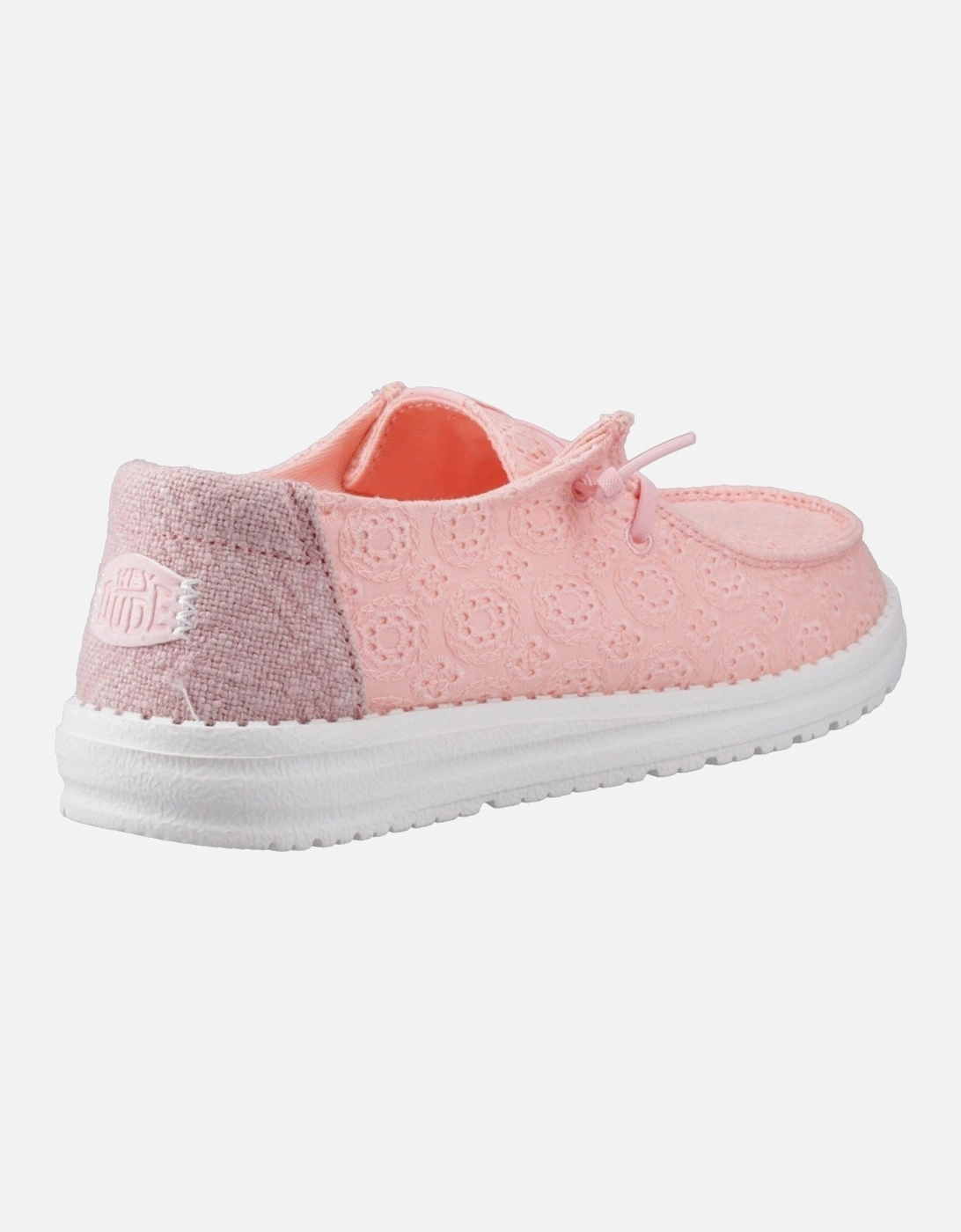 HEYDUDE Wendy Eyelet Lace Cotton Blend Women's Pale Pink Moccasins Shoes