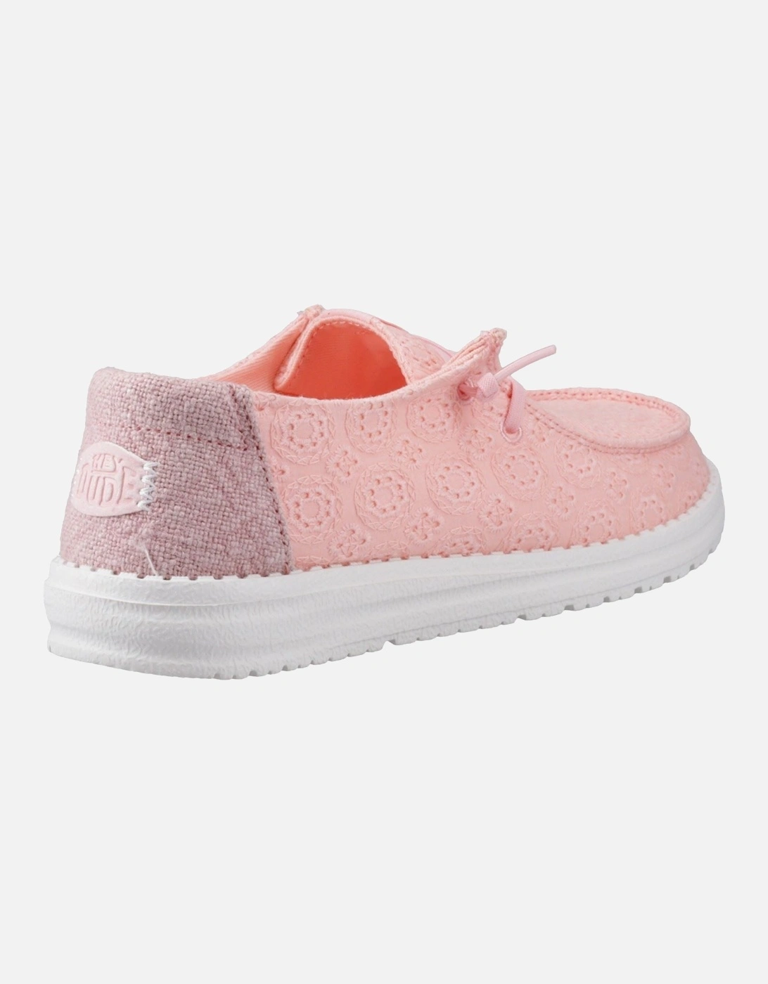 HEYDUDE Wendy Eyelet Lace Cotton Blend Women's Pale Pink Moccasins Shoes