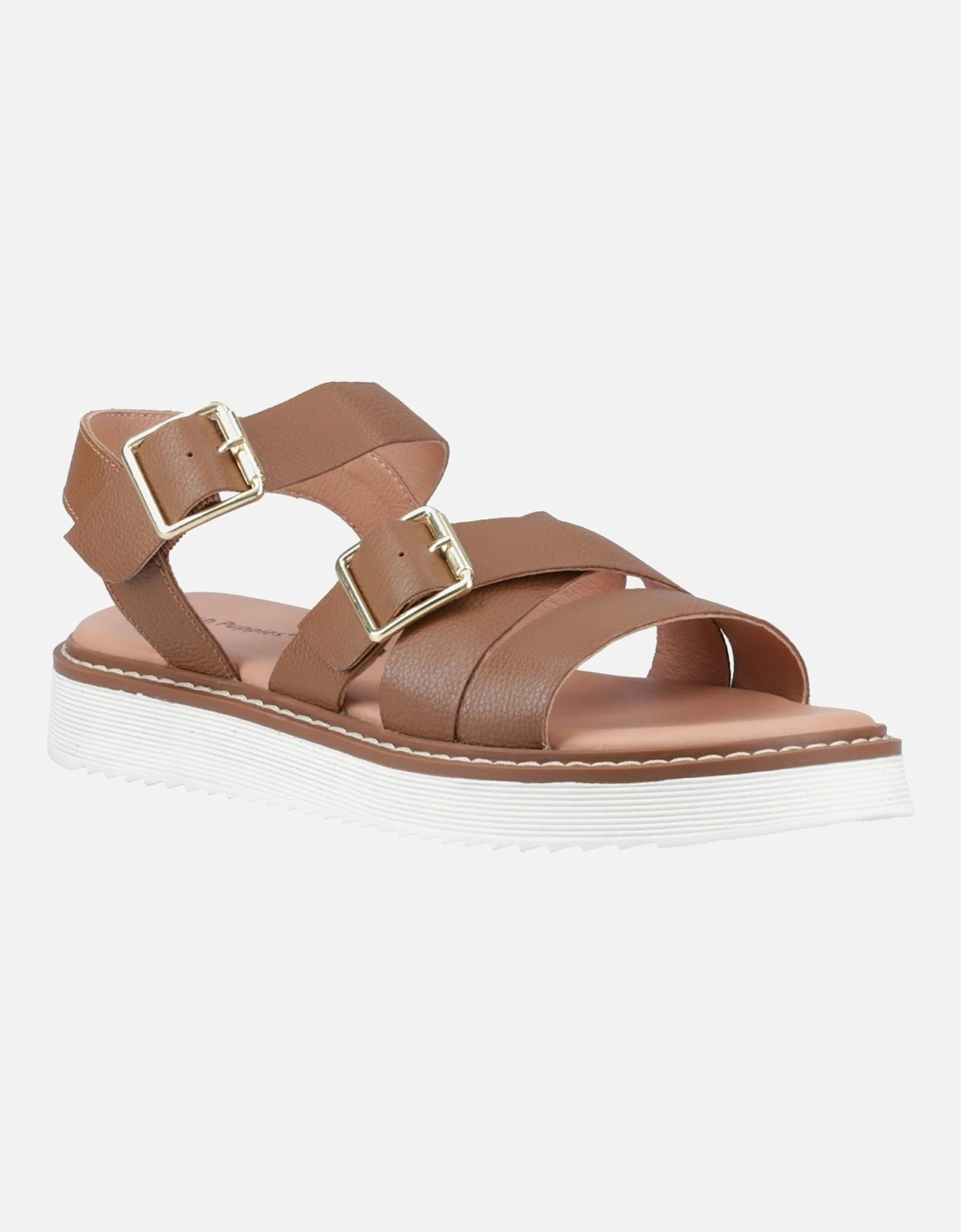 Hush Puppies Women's Brown Cady Leather Tan Sandals - Size 8