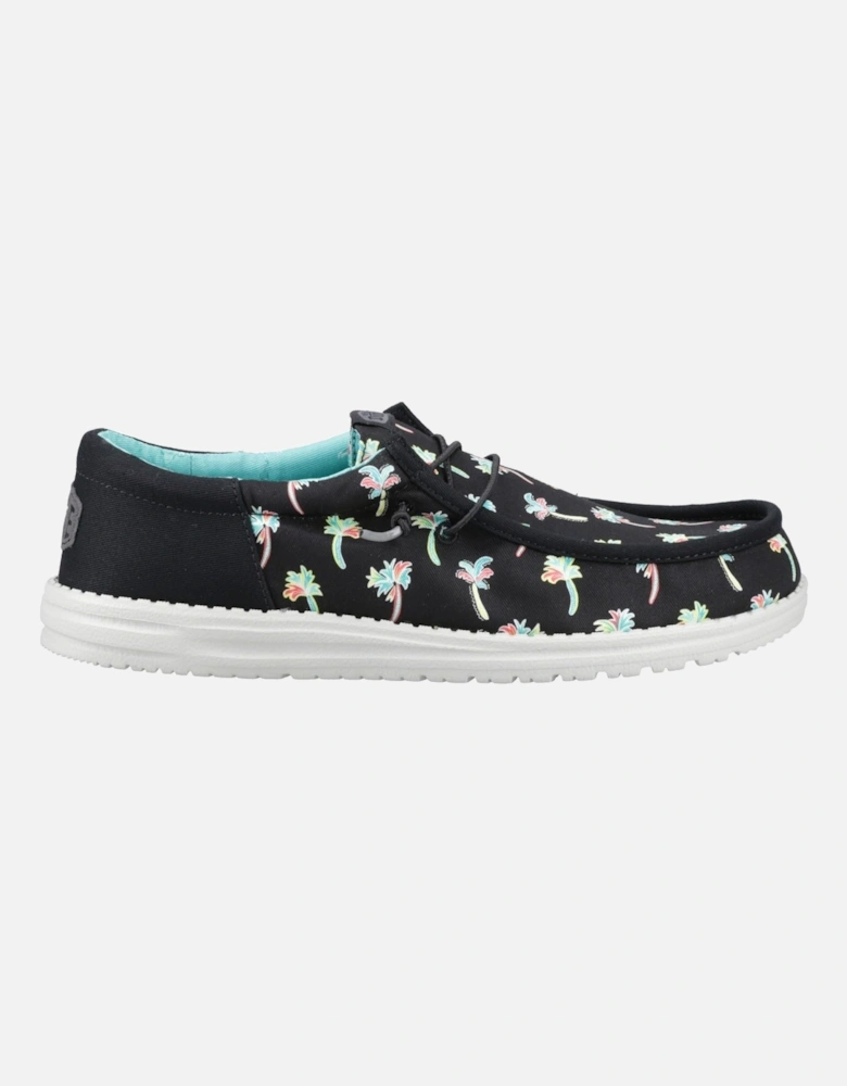 HEYDUDE Wally Funk Party Palm Cotton Men's Black/Multi Moccasins Shoes