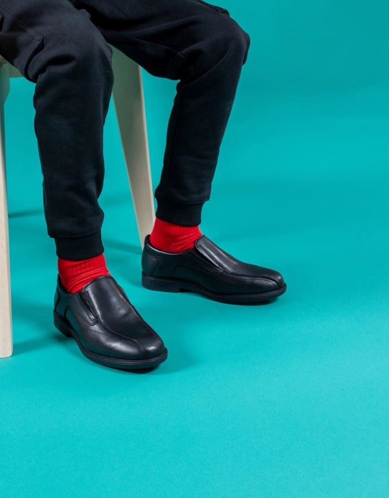 Bespoke Senior Leather Boys's Black Loafers