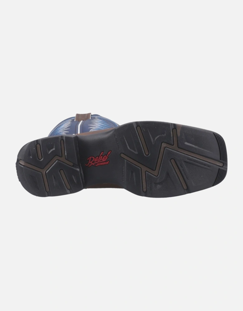 Rebel Leather Men's Saddle Brown/Demin Blue Boots