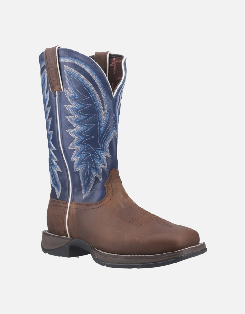 Rebel Leather Men's Saddle Brown/Demin Blue Boots